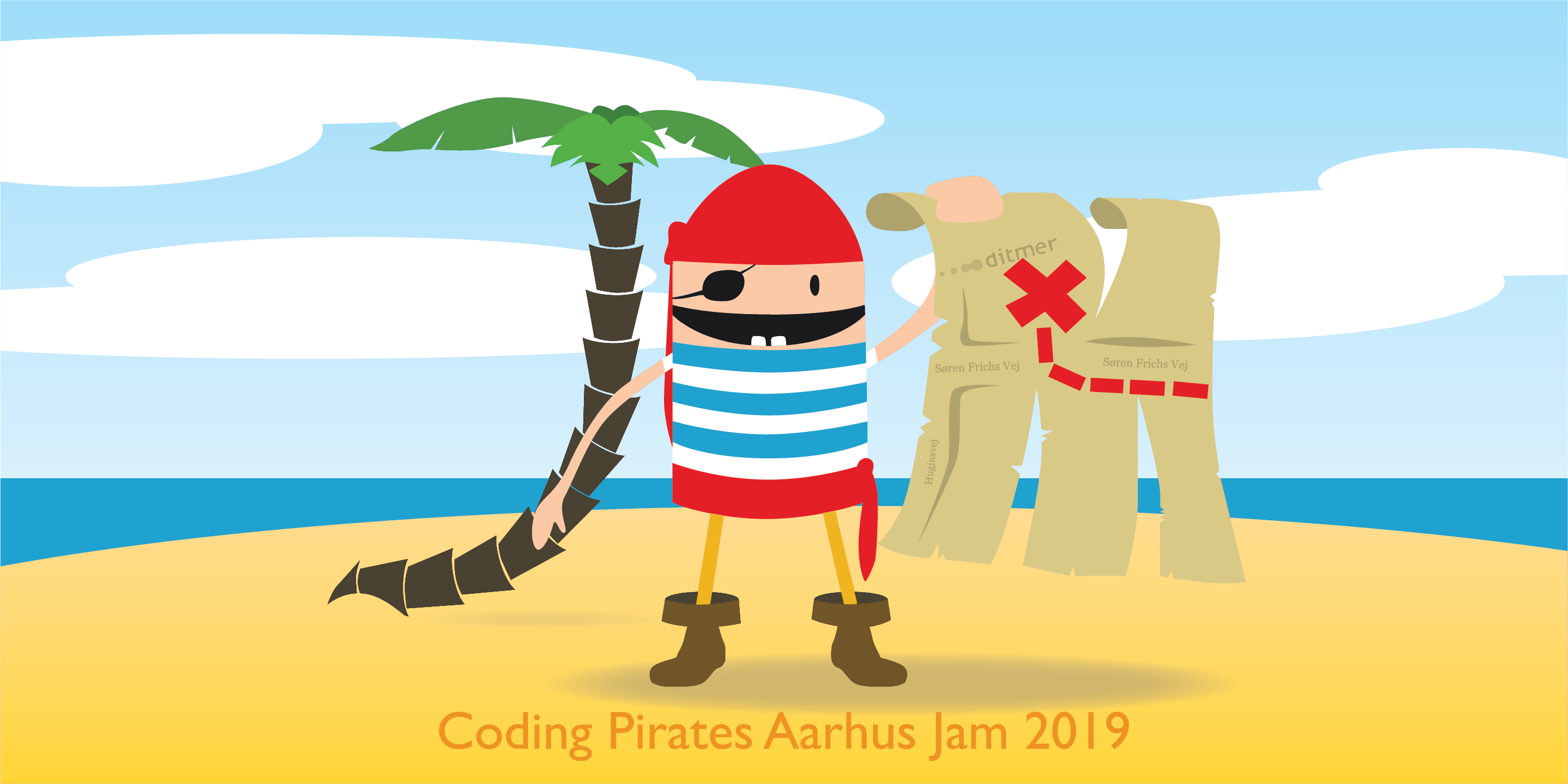 Farvelagt variant af t-shirt designet til Aarhus game jam 2019
